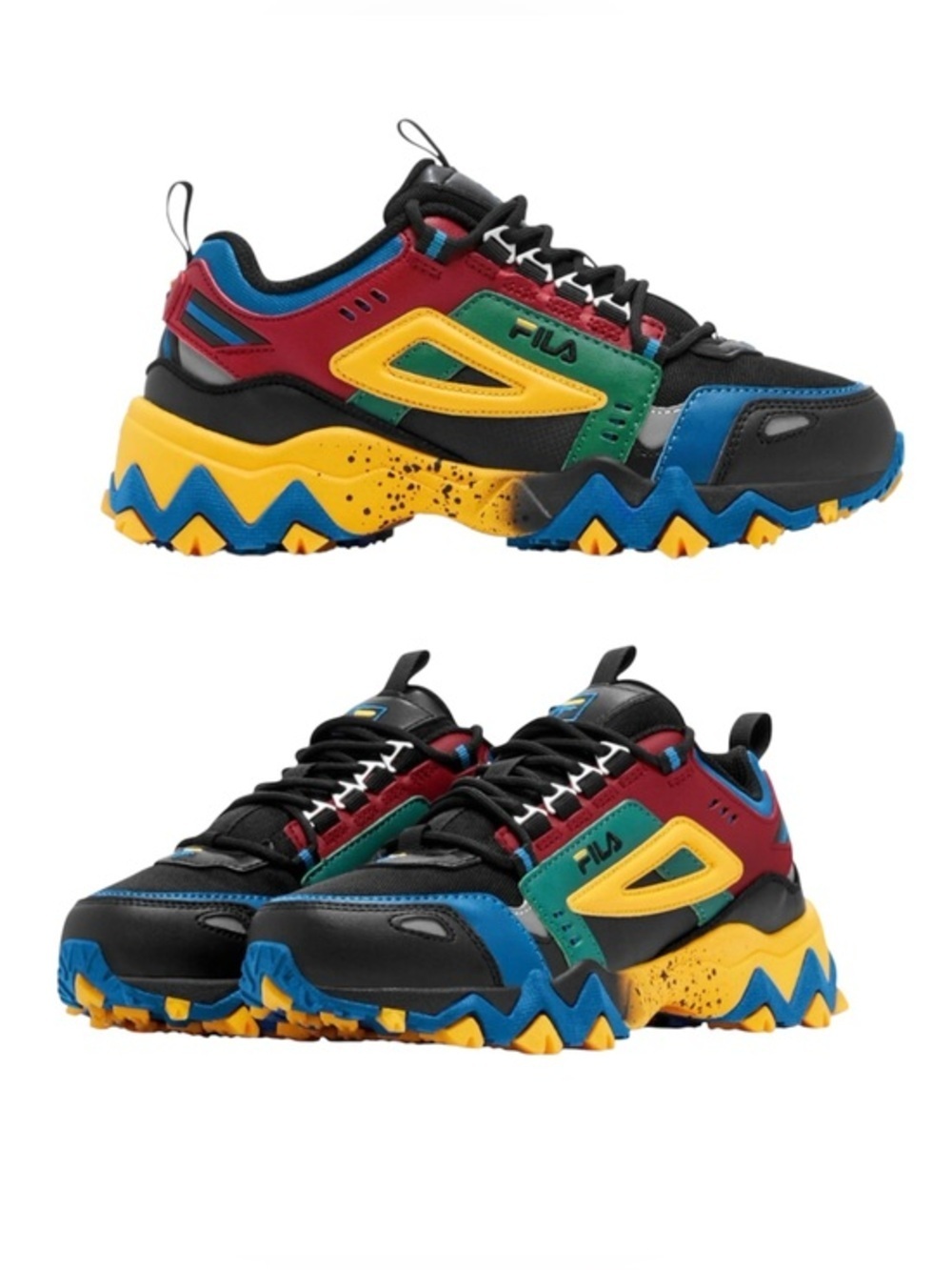 NWT FILA Oakmont TR Black Multicolor Chunky Trail Sneakers boy's shoe. Size 12.5